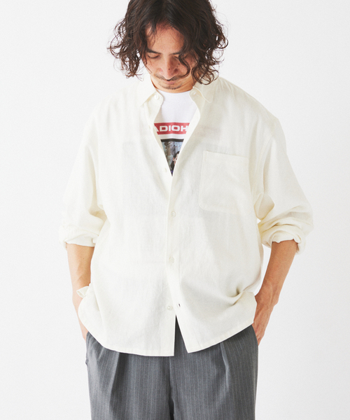 JOURNAL STANDARD relume(ジャーナルスタンダード レリューム)の「European Flax / ヨーロピアンフラックス リネン/レーヨン シャツ(シャツ/ブラウス・メンズ・ネイビー/ブラウン/ホワイト系その他/アーミー/ブラック・LARGE/MEDIUM)」の13枚目の写真