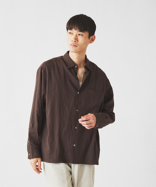 JOURNAL STANDARD relume(ジャーナルスタンダード レリューム)の「European Flax / ヨーロピアンフラックス リネン/レーヨン シャツ(シャツ/ブラウス・メンズ・ネイビー/ブラウン/ホワイト系その他/アーミー/ブラック・LARGE/MEDIUM)」の16枚目の写真