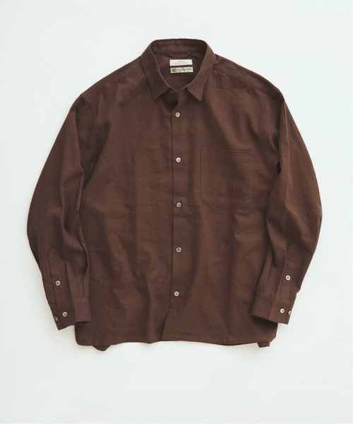 JOURNAL STANDARD relume(ジャーナルスタンダード レリューム)の「European Flax / ヨーロピアンフラックス リネン/レーヨン シャツ(シャツ/ブラウス・メンズ・ネイビー/ブラウン/ホワイト系その他/アーミー/ブラック・LARGE/MEDIUM)」の1枚目の写真
