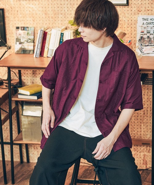 niko and...(ニコアンド)の「刺繍チャイナシャツ(シャツ/ブラウス・メンズ・ブラック/ボルドー・LARGE/MEDIUM)」の15枚目の写真