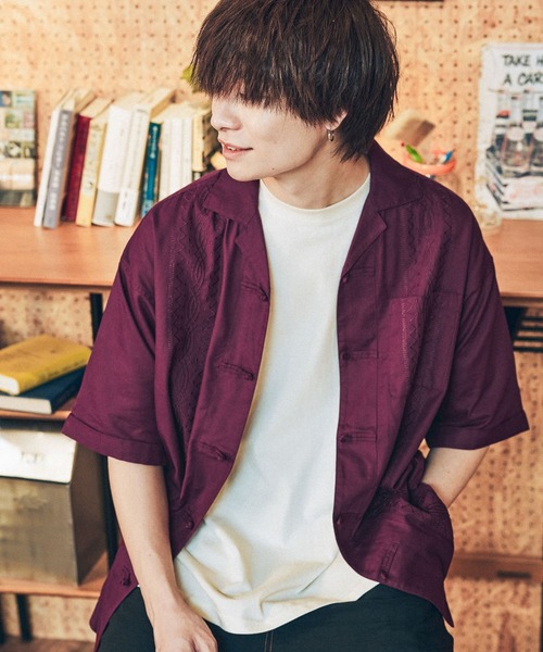 niko and...(ニコアンド)の「刺繍チャイナシャツ(シャツ/ブラウス・メンズ・ブラック/ボルドー・LARGE/MEDIUM)」の16枚目の写真
