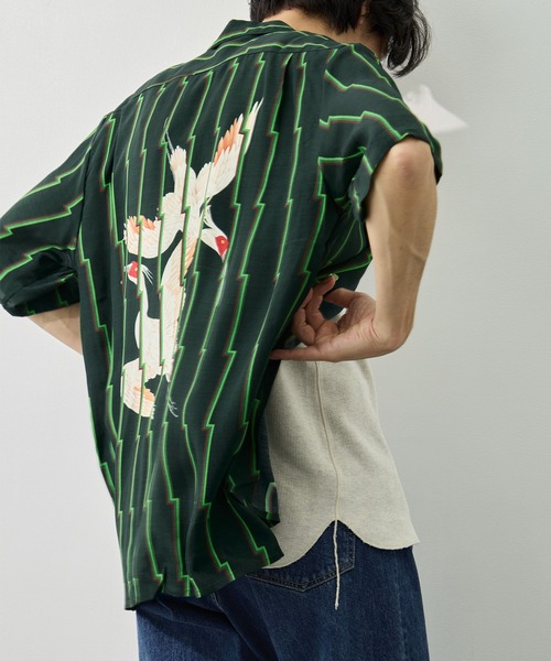 NIPOALOHA(ニポアロハ)の「【NIPOALOHA/二ポアロハ】RAYON SHORT SLEEVE ALOHA SHIRT(シャツ/ブラウス・メンズ・グリーン・XL/XXL/L)」の4枚目の写真