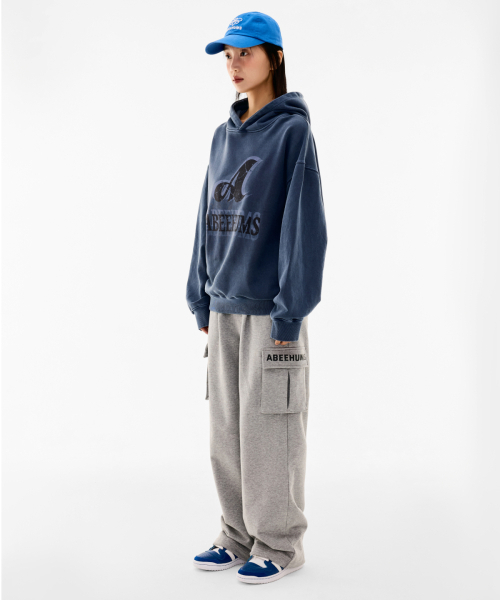 ABEEHUMS（アビハムズ）の「ワンタックユーティリティカーゴワイドパンツ ABH357-305 メランジグレー（スウェットパンツ・レディース・グレー・SMALL/MEDIUM）」の4枚目の写真