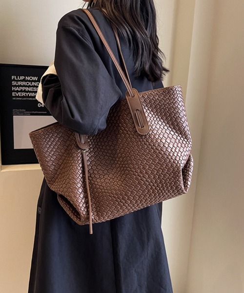 by LEGNA(バイレグナ)の「大容量編み込みメッシュトートバッグ(トートバッグ・レディース・ブラック/アイボリー/ブラウン/ベージュ・FREE)」の12枚目の写真