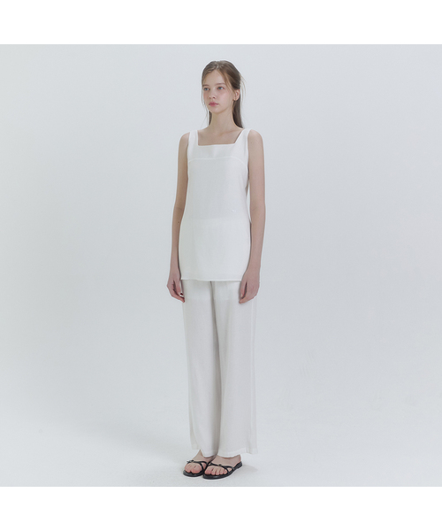MICANE(ミケーネ)の「ネリベ リネン ビスチェ+パンツ セットアップ(スラックス・レディース・ブラック/アイボリー・X-SMALL/SMALL/MEDIUM/LARGE/X-LARGE)」の2枚目の写真
