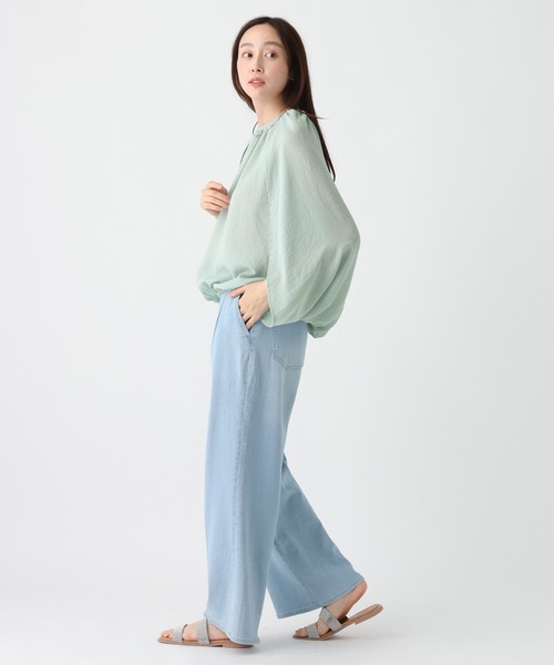 Elura（エルーラ）の「≪イージーケア・速乾≫サラサラサマーケーププルオーバー/742033（シャツ/ブラウス・レディース・ライトグリーン/オフホワイト/ブラック・FREE）」の14枚目の写真