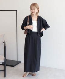【2点セット・マルチ機能】タイトスカート+ショート丈シャツ〈セットアップ対応〉