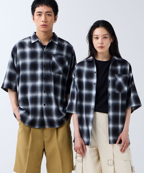 DAWNCE（ダウンス）の「ボックスシルエットチェックシャツ（シャツ/ブラウス・メンズ・ブラウン/ブラック・M/L）」の5枚目の写真