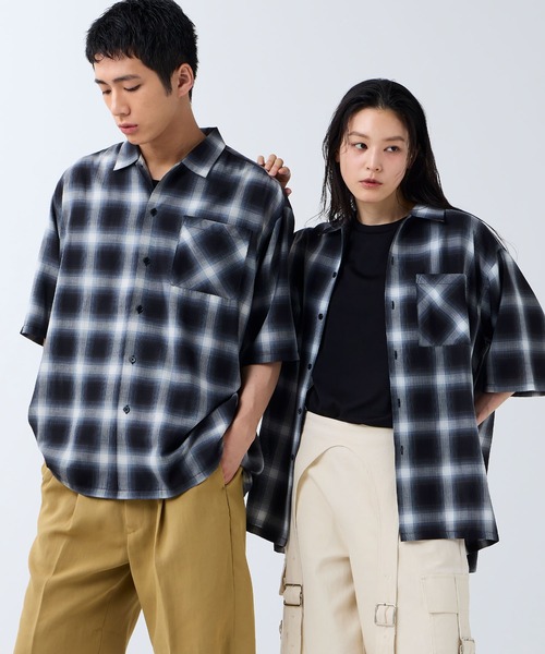 DAWNCE（ダウンス）の「ボックスシルエットチェックシャツ（シャツ/ブラウス・メンズ・ブラウン/ブラック・M/L）」の4枚目の写真