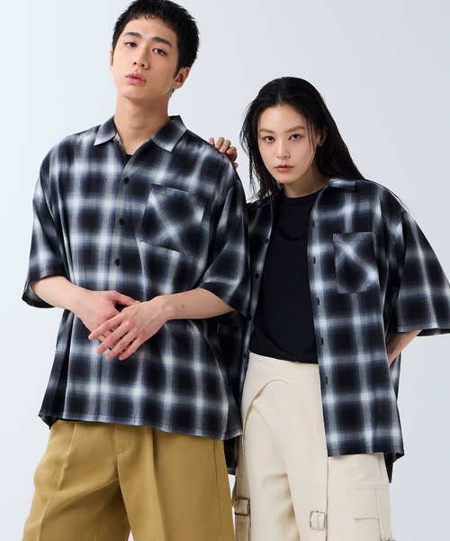 DAWNCE（ダウンス）の「ボックスシルエットチェックシャツ（シャツ/ブラウス・メンズ・ブラウン/ブラック・M/L）」の3枚目の写真