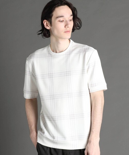 MONSIEUR NICOLE(ムッシュニコル)の「【canal deux Luxe】チェック柄 ダンボールニットTシャツ(Tシャツ/カットソー・メンズ・ブラック/ホワイト・M/S/L)」の1枚目の写真