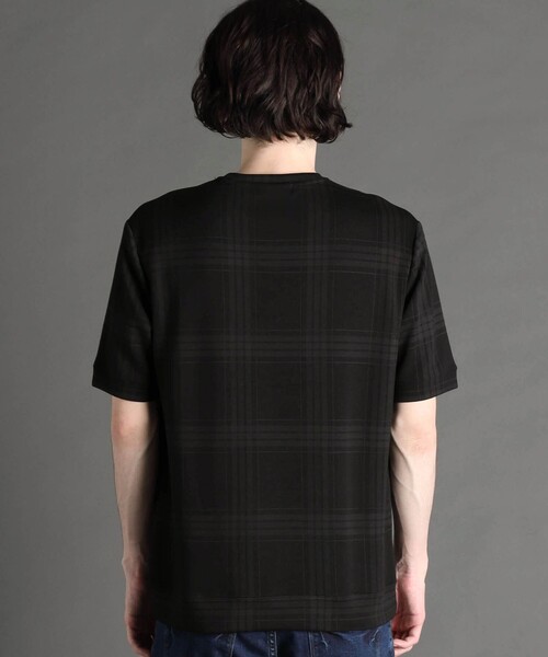 MONSIEUR NICOLE(ムッシュニコル)の「【canal deux Luxe】チェック柄 ダンボールニットTシャツ(Tシャツ/カットソー・メンズ・ブラック/ホワイト・M/S/L)」の3枚目の写真
