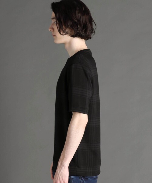 MONSIEUR NICOLE(ムッシュニコル)の「【canal deux Luxe】チェック柄 ダンボールニットTシャツ(Tシャツ/カットソー・メンズ・ブラック/ホワイト・M/S/L)」の4枚目の写真