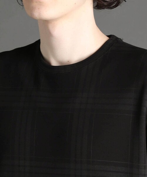 MONSIEUR NICOLE(ムッシュニコル)の「【canal deux Luxe】チェック柄 ダンボールニットTシャツ(Tシャツ/カットソー・メンズ・ブラック/ホワイト・M/S/L)」の5枚目の写真