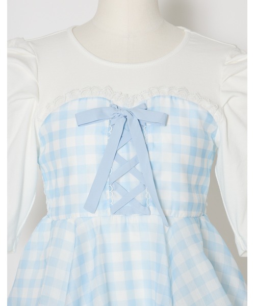 mellfy memory(メルフィーメモリー)の「Milky gingham puff tops(Tシャツ/カットソー・レディース・ピンク/ブルー/ホワイト・FREE)」の8枚目の写真
