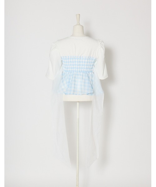 mellfy memory(メルフィーメモリー)の「Milky gingham puff tops(Tシャツ/カットソー・レディース・ピンク/ブルー/ホワイト・FREE)」の13枚目の写真