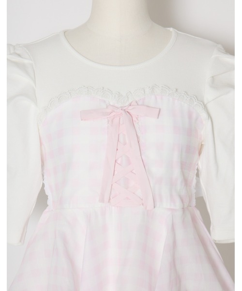 mellfy memory(メルフィーメモリー)の「Milky gingham puff tops(Tシャツ/カットソー・レディース・ピンク/ブルー/ホワイト・FREE)」の17枚目の写真