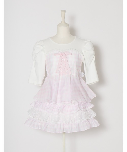 mellfy memory(メルフィーメモリー)の「Milky gingham puff tops(Tシャツ/カットソー・レディース・ピンク/ブルー/ホワイト・FREE)」の19枚目の写真