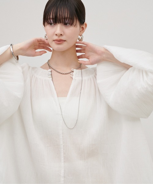 LARUTA（ラルータ）の「【LARUTA】前後2WAYシャーリングパフスリーブブラウス（シャツ/ブラウス・レディース・ピンク/ターコイズブルー/アイボリー/ブラウン・FREE）」の13枚目の写真