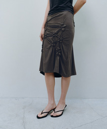 CACELE（カッセル）の「FLORAL SHIRRED MIDI SKIRT, BROWN（スカート）」