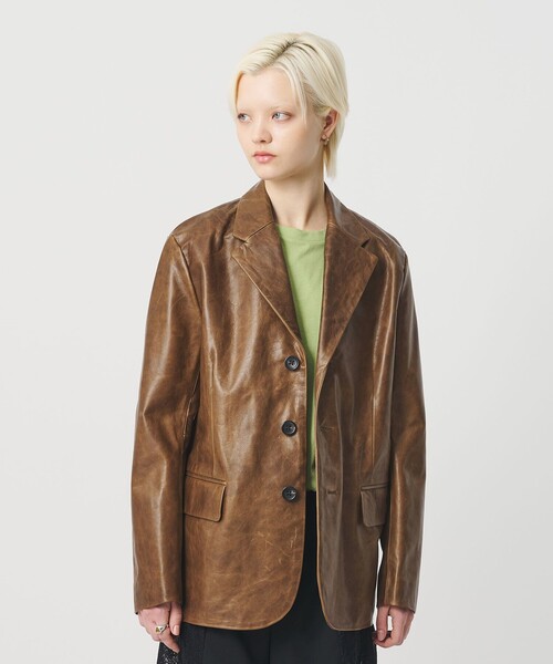 H BEAUTY&YOUTH UNITED ARROWS(エイチビューティーアンドユースユナイテッドアローズ)の「<H>カウレザー ジャケット(テーラードジャケット・レディース・ダークブラウン・M/S)」の3枚目の写真