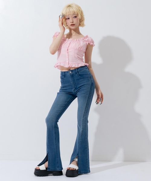 ANAP(アナップ)の「センタースリットフレアデニムパンツ(デニムパンツ・レディース・ブルー/クリア・S/M)」の9枚目の写真