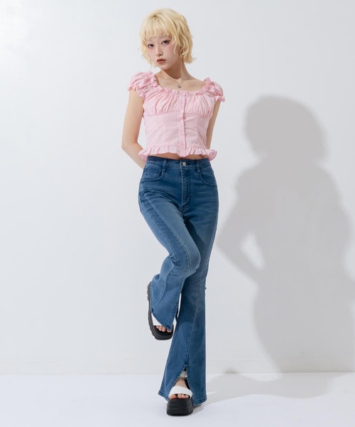 ANAP(アナップ)の「センタースリットフレアデニムパンツ(デニムパンツ・レディース・ブルー/クリア・S/M)」の10枚目の写真