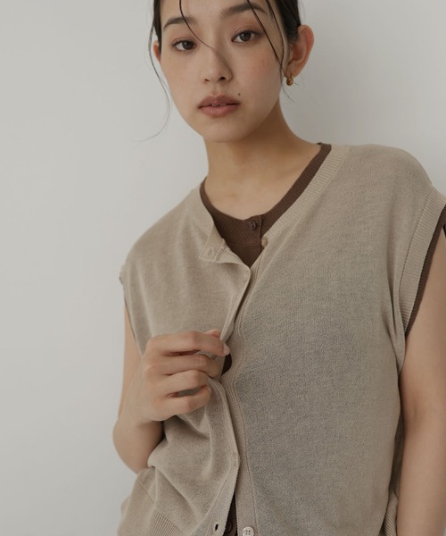 hellam(へラム)の「配色デザインノースリーブ(Tシャツ/カットソー・レディース・ネイビー/チャコール/ブラック/ブラウン/ベージュ・FREE)」の11枚目の写真