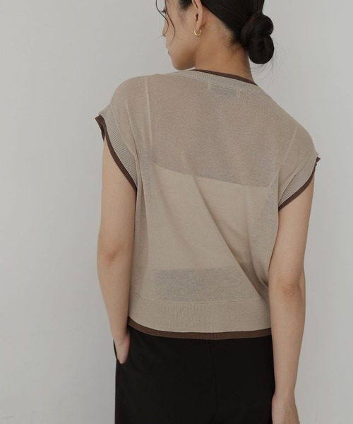 hellam(へラム)の「配色デザインノースリーブ(Tシャツ/カットソー・レディース・ネイビー/チャコール/ブラック/ブラウン/ベージュ・FREE)」の13枚目の写真