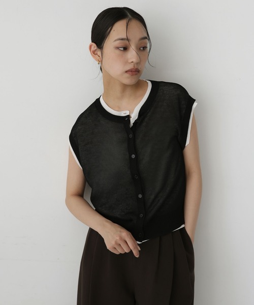 hellam(へラム)の「配色デザインノースリーブ(Tシャツ/カットソー・レディース・ネイビー/チャコール/ブラック/ブラウン/ベージュ・FREE)」の14枚目の写真