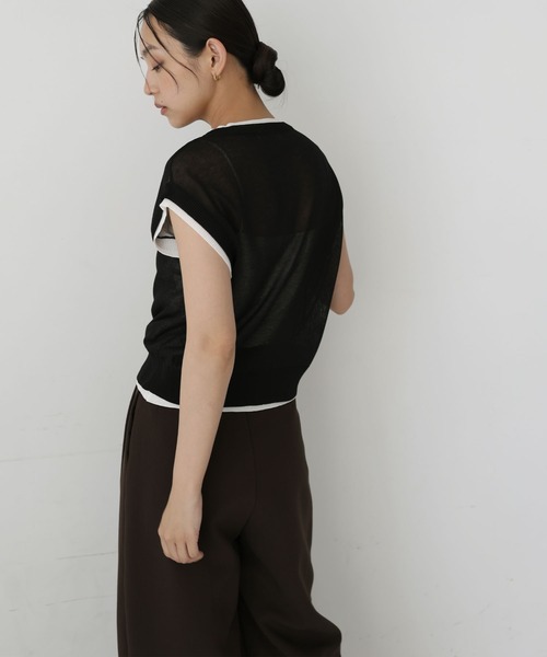 hellam(へラム)の「配色デザインノースリーブ(Tシャツ/カットソー・レディース・ネイビー/チャコール/ブラック/ブラウン/ベージュ・FREE)」の16枚目の写真