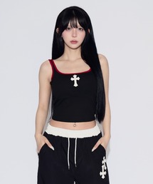 【カップ付き】Two-tone Rib Tank Top / ツートンカラーリブタンクトップ
