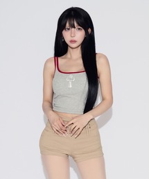 【カップ付き】Two-tone Rib Tank Top / ツートンカラーリブタンクトップ