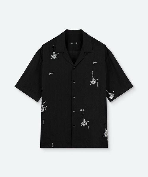 LAD MUSICIAN(ラッドミュージシャン)の「Gibson × LAD MUSICIAN × EIRAKUYA OPEN COLLAR SHORT SLEEVE SHIRT(シャツ/ブラウス・メンズ・ブラック・46/44/42)」の1枚目の写真