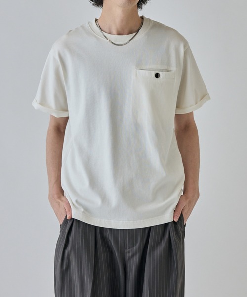 Lui's（ルイス）の「ヘビーオンスポケットTシャツ（Tシャツ/カットソー・メンズ・ホワイト/ブラック・M/S）」の3枚目の写真