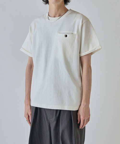 Lui's（ルイス）の「ヘビーオンスポケットTシャツ（Tシャツ/カットソー・メンズ・ホワイト/ブラック・M/S）」の4枚目の写真