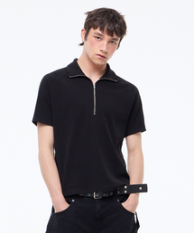 LEARVE（ルアブ）の「ワイドリブハーフジップTシャツブラック（Tシャツ/カットソー）」