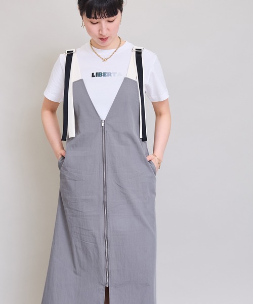 LHELBIE(レルビエ)の「2WAYワークジャンスカ(ジャンパースカート・レディース・ベージュ/ブラック/グレー・M)」の15枚目の写真