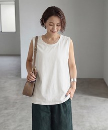 綿100ピグメント加工ノースリトップ