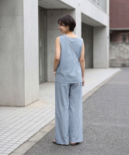 STYLE DELI(スタイルデリ)の「綿100ピグメント加工ノースリトップ(ニット/セーター・レディース・チャコール/ベージュ/ライトブルー/ホワイト・FREE)」の20枚目の写真