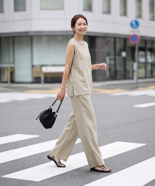 STYLE DELI(スタイルデリ)の「綿100ピグメント加工ノースリトップ(ニット/セーター・レディース・チャコール/ベージュ/ライトブルー/ホワイト・FREE)」の21枚目の写真