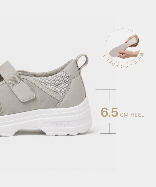 STANDOOL TOKYO(スタンドゥール)の「≪UNISEX≫ +6.5cmヒールアップサンダルスニーカー/Heel Up Sandal Sneaker 【CIELA/シエラ】(サンダル・メンズ・グレー系その他/ブラック・22.5cm/23.5cm/24.5cm/25.5cm/26.5cm/27.5cm)」の4枚目の写真