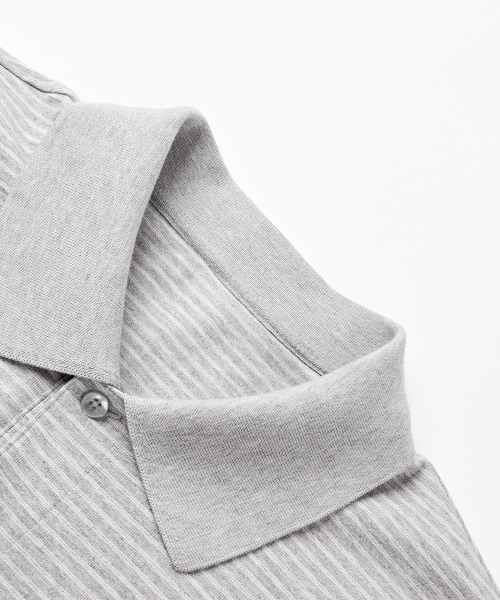 MODE COMMUTER(モードコミューター)の「Yarn-Dyed Striped S/S Polo Shirt(ポロシャツ・メンズ・グレー・SMALL/MEDIUM/LARGE)」の11枚目の写真