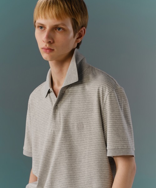 MODE COMMUTER(モードコミューター)の「Yarn-Dyed Striped S/S Polo Shirt(ポロシャツ・メンズ・グレー・SMALL/MEDIUM/LARGE)」の13枚目の写真