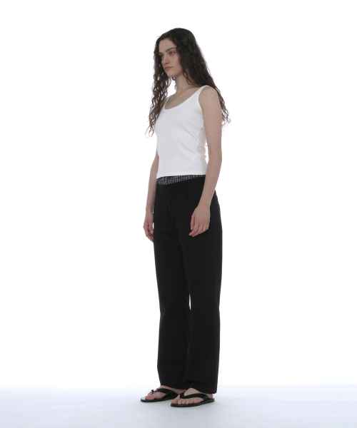 PARTIMENTO WOMEN(パルティメントウィメン)の「ダブルウエストチノパンツ_ブラック(その他パンツ・レディース・その他・SMALL/MEDIUM)」の3枚目の写真