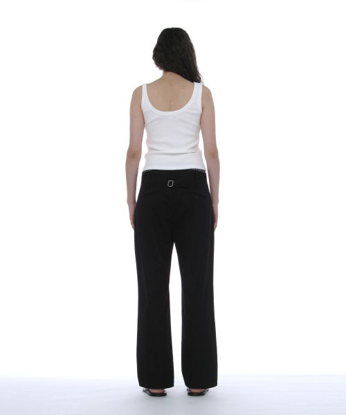 PARTIMENTO WOMEN(パルティメントウィメン)の「ダブルウエストチノパンツ_ブラック(その他パンツ・レディース・その他・SMALL/MEDIUM)」の4枚目の写真