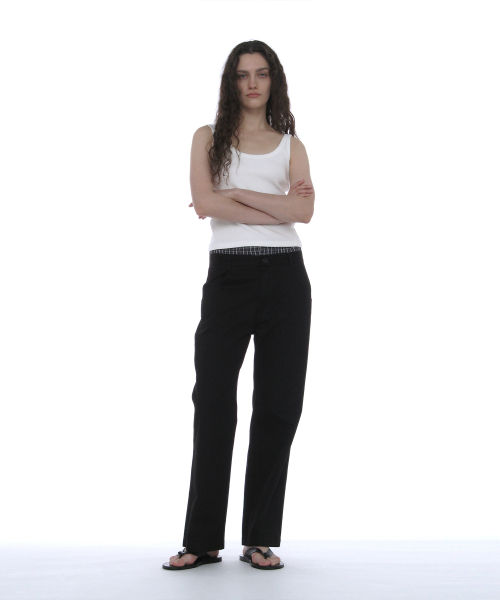 PARTIMENTO WOMEN(パルティメントウィメン)の「ダブルウエストチノパンツ_ブラック(その他パンツ・レディース・その他・SMALL/MEDIUM)」の5枚目の写真