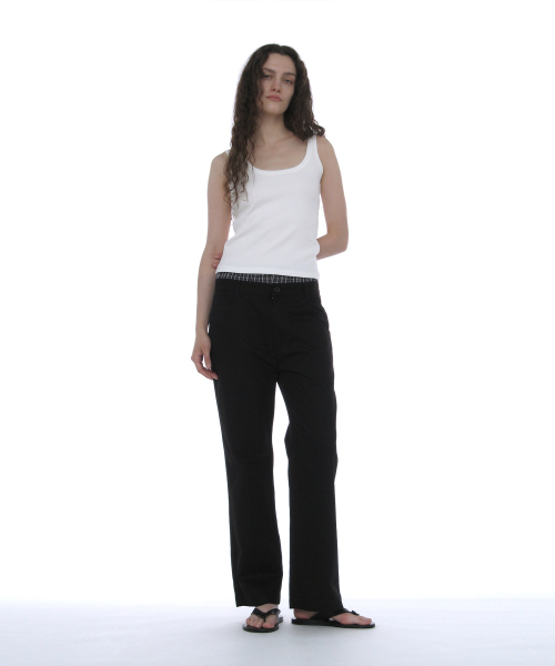 PARTIMENTO WOMEN(パルティメントウィメン)の「ダブルウエストチノパンツ_ブラック(その他パンツ・レディース・その他・SMALL/MEDIUM)」の6枚目の写真