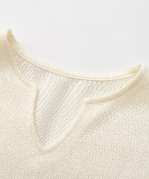 CIRCLEE(サークリー)の「CIRCLEE(サークリー)Vネックロングスリーブトップス(Tシャツ/カットソー・メンズ・ブラウン/オフホワイト・L/M/XL)」の5枚目の写真