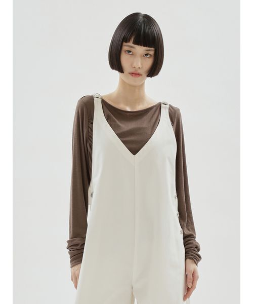 emmi(エミ)の「アシンメトリードレープカットソー(Tシャツ/カットソー・レディース・ブラウン/ブラック/オフホワイト・F)」の3枚目の写真
